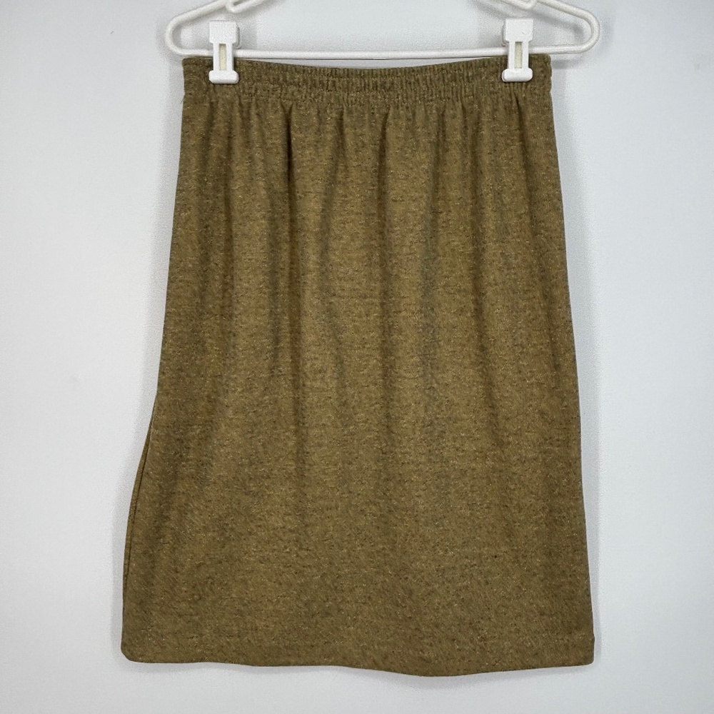 Weekenders Womens Medium Pull-on skirt Tan Gray Marled Knit Knee Length Vintage